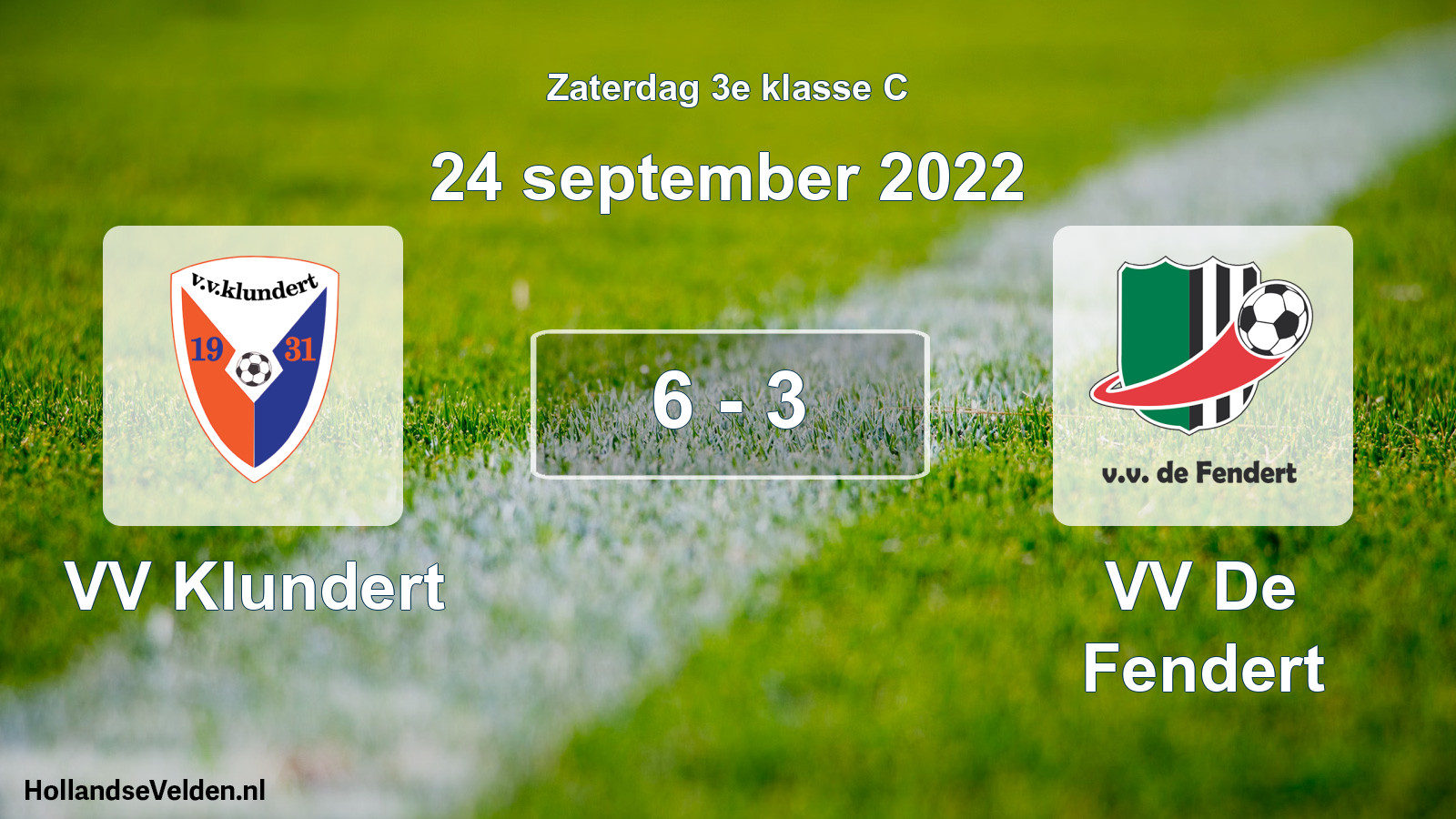 Total number of matches played: VV Klundert - VV De Fendert 6 - 3 (24 September 2022)