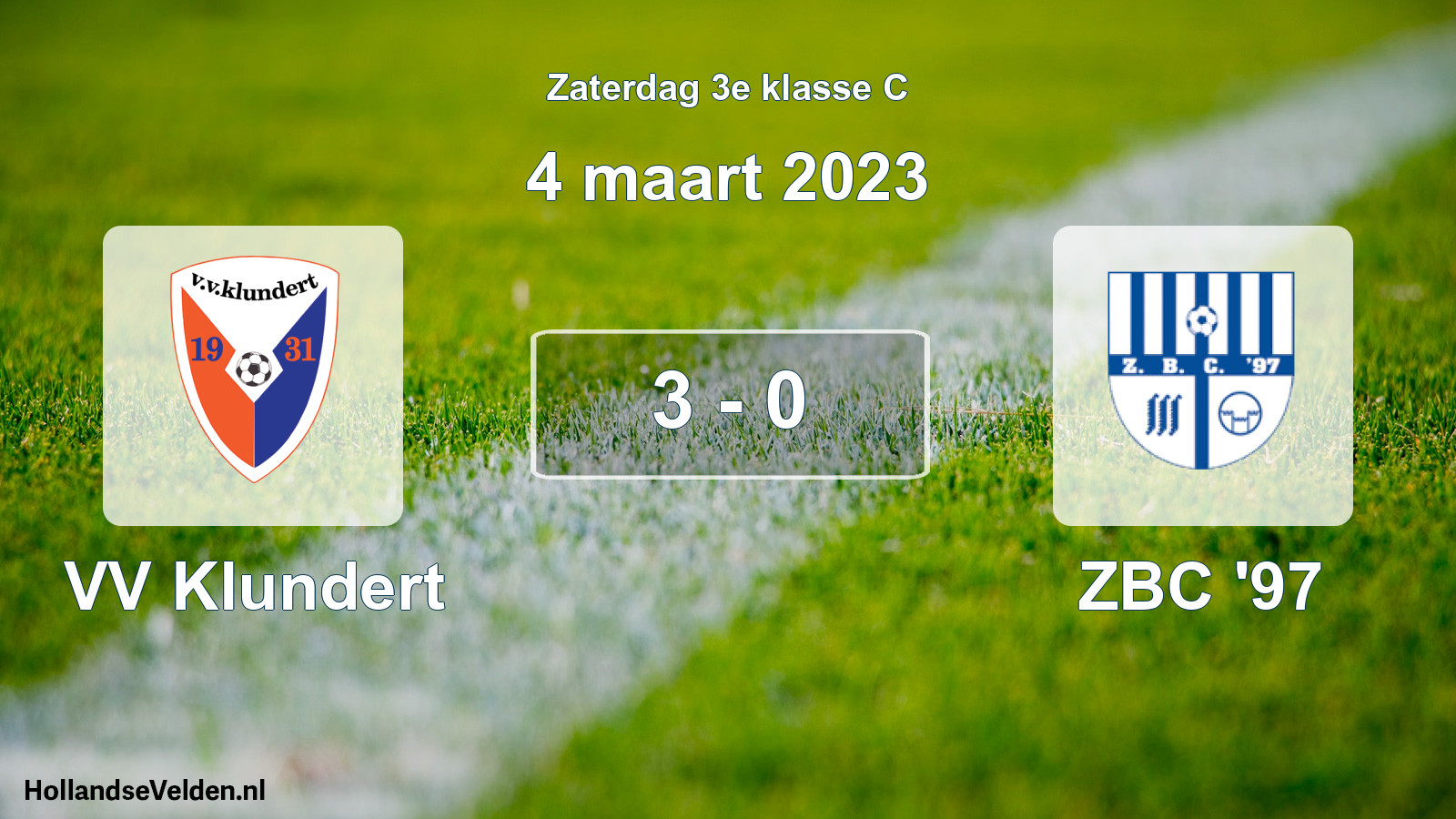 Total number of matches played: VV Klundert - ZBC '97 3 - 0 (4 March 2023)