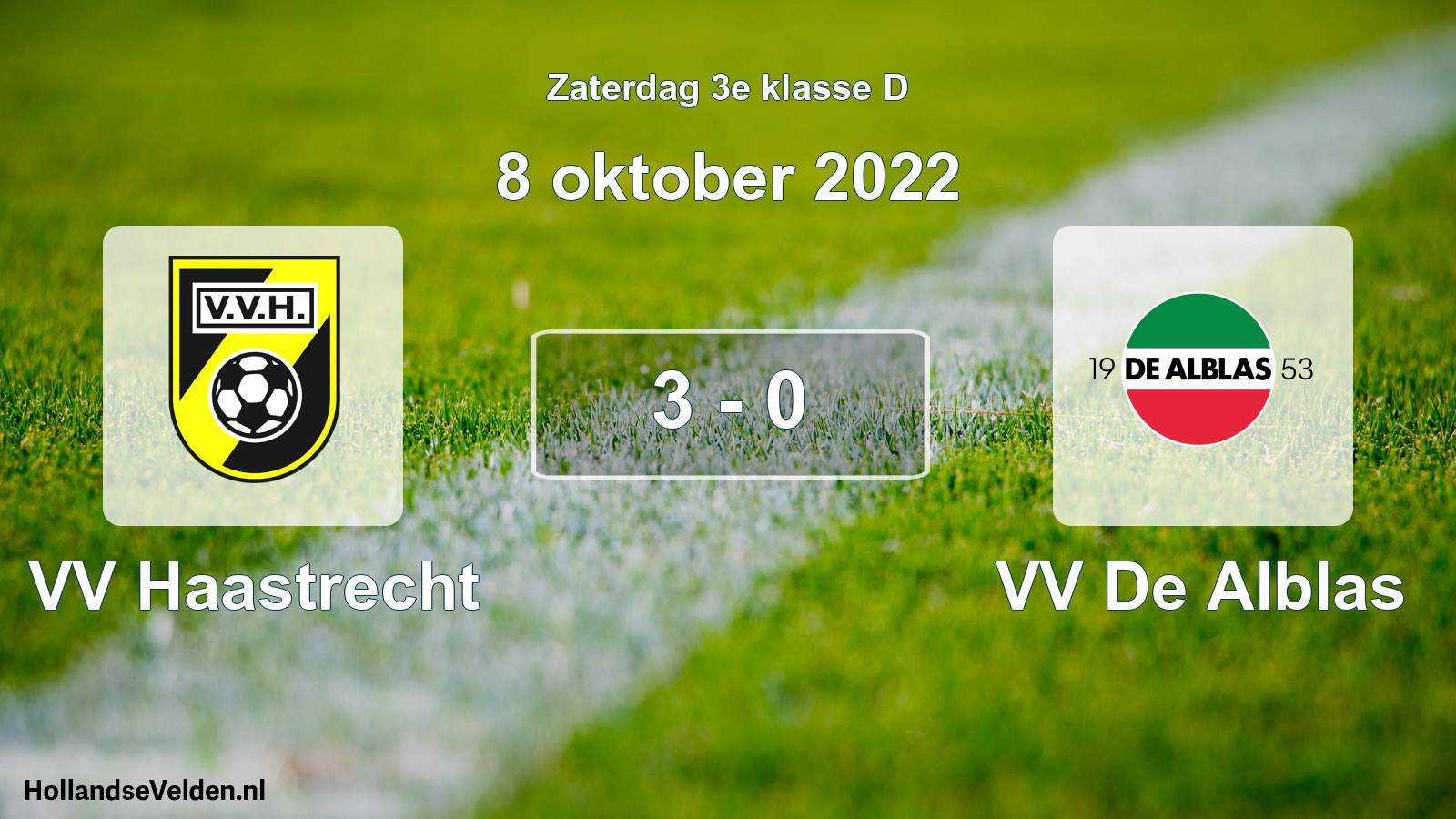 Total number of matches played: VV Haastrecht - VV De Alblas 3 - 0 (8 October 2022)