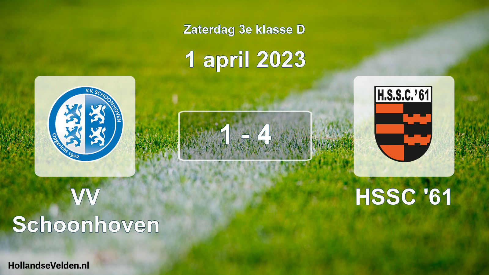 Total number of matches played: VV Schoonhoven - HSSC '61 1 - 4 (1 April 2023)