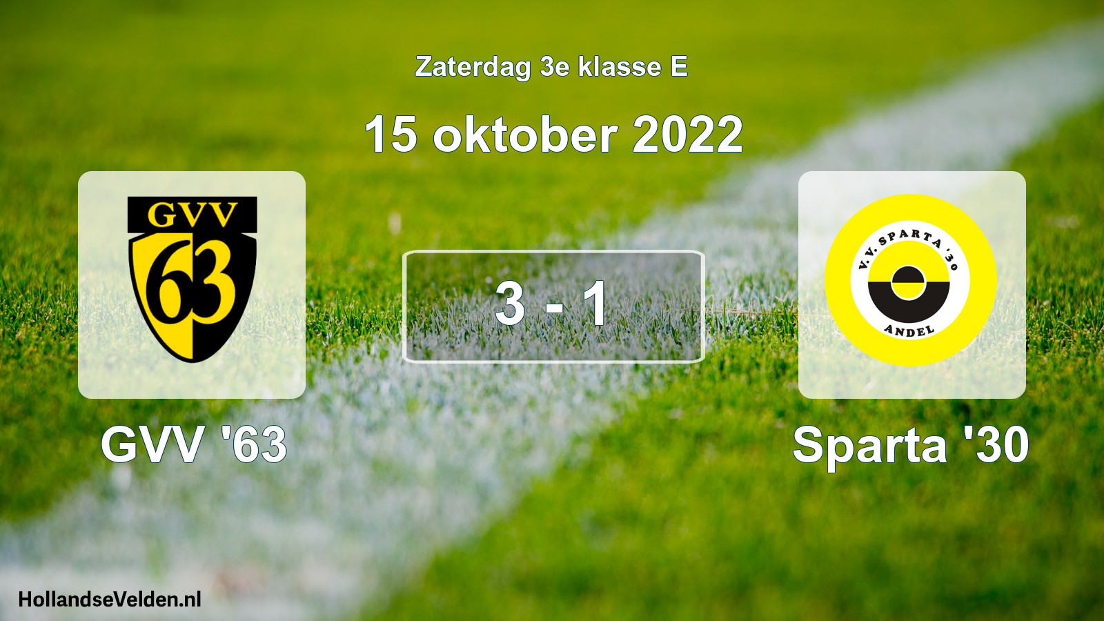Total number of matches played: GVV '63 - Sparta '30 3 - 1 (15 October 2022)