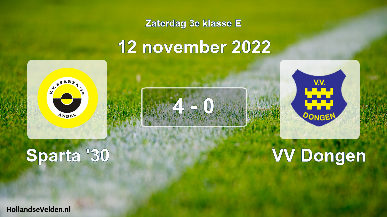 Total number of matches played: Sparta '30 - VV Dongen 4 - 0 (12 November 2022)