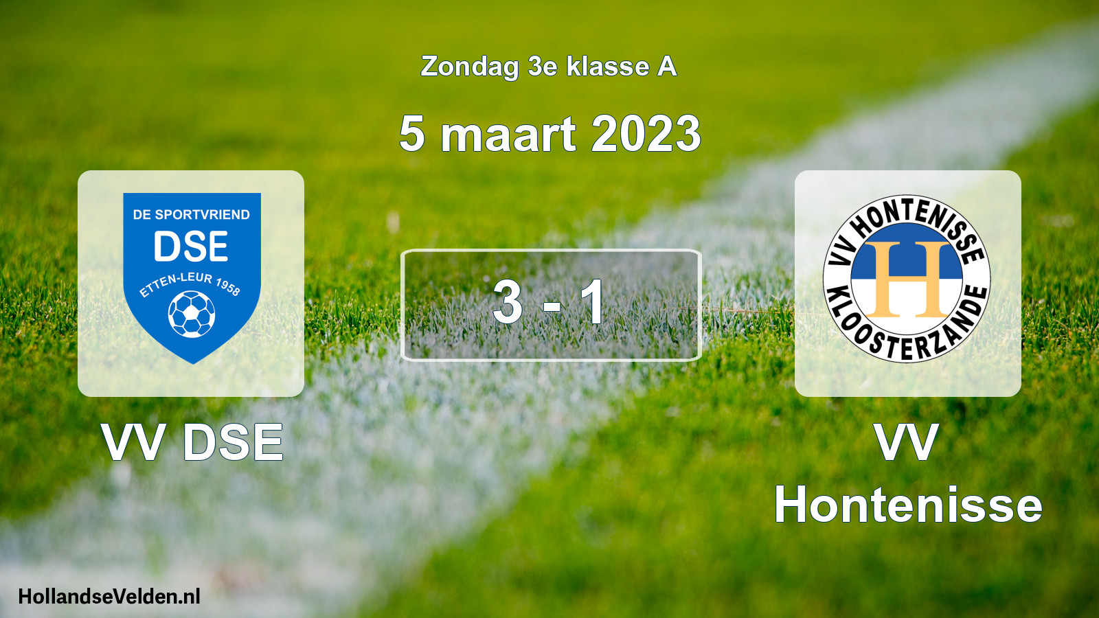 Total number of matches played: VV DSE - VV Hontenisse 3 - 1 (5 March 2023)