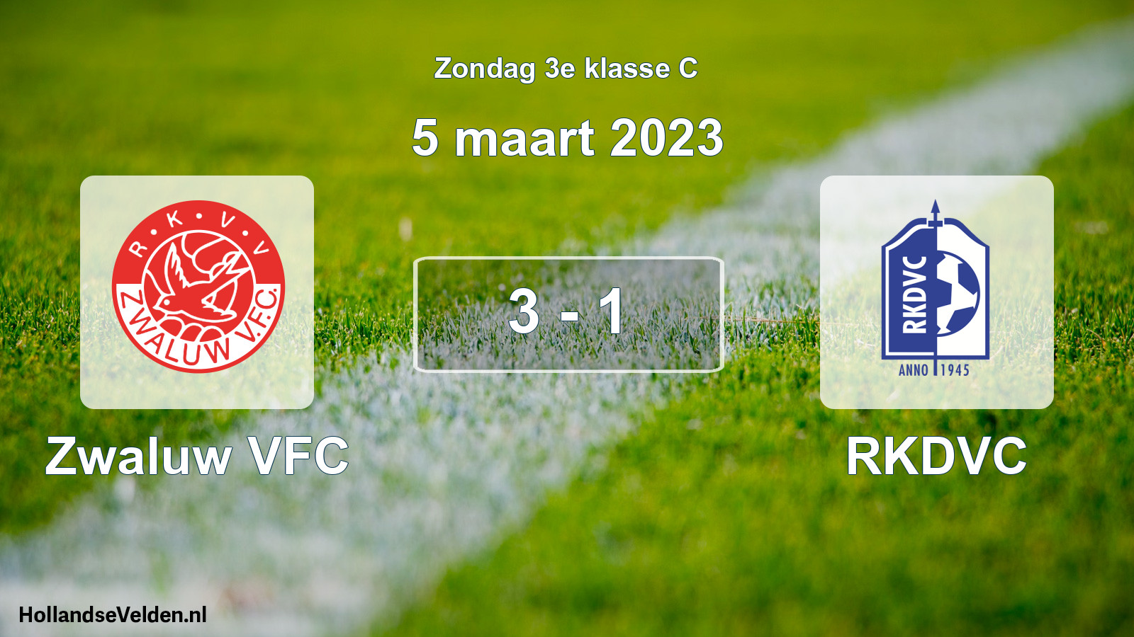 Total number of matches played: Zwaluw VFC - RKDVC 3 - 1 (5 March 2023)