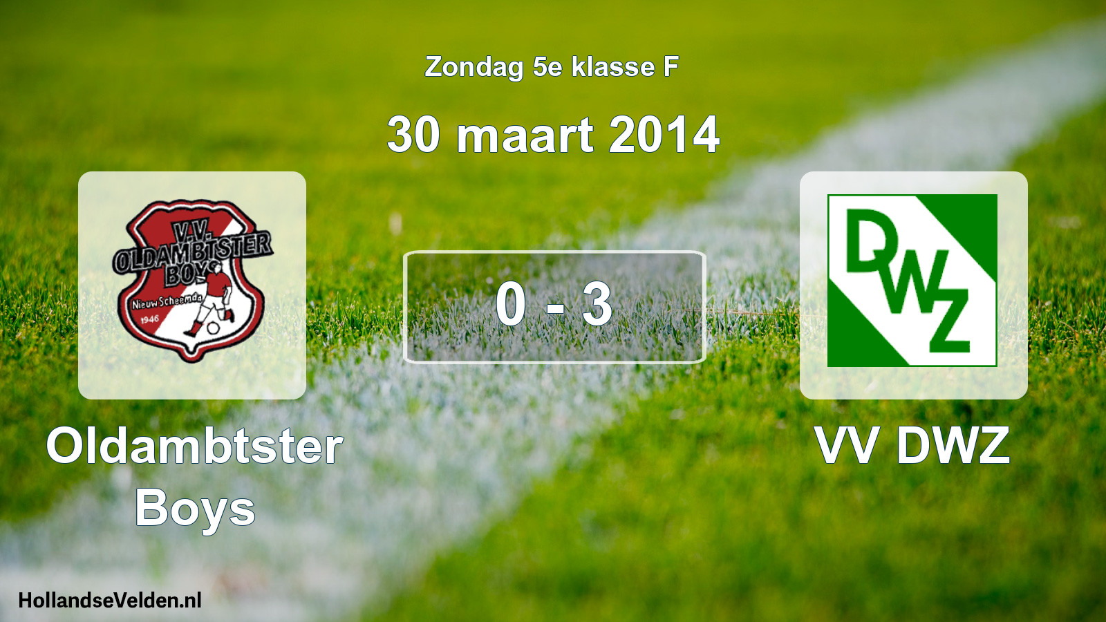 Total number of matches played: Oldambtster Boys - VV DWZ 0 - 3 (30 March 2014)