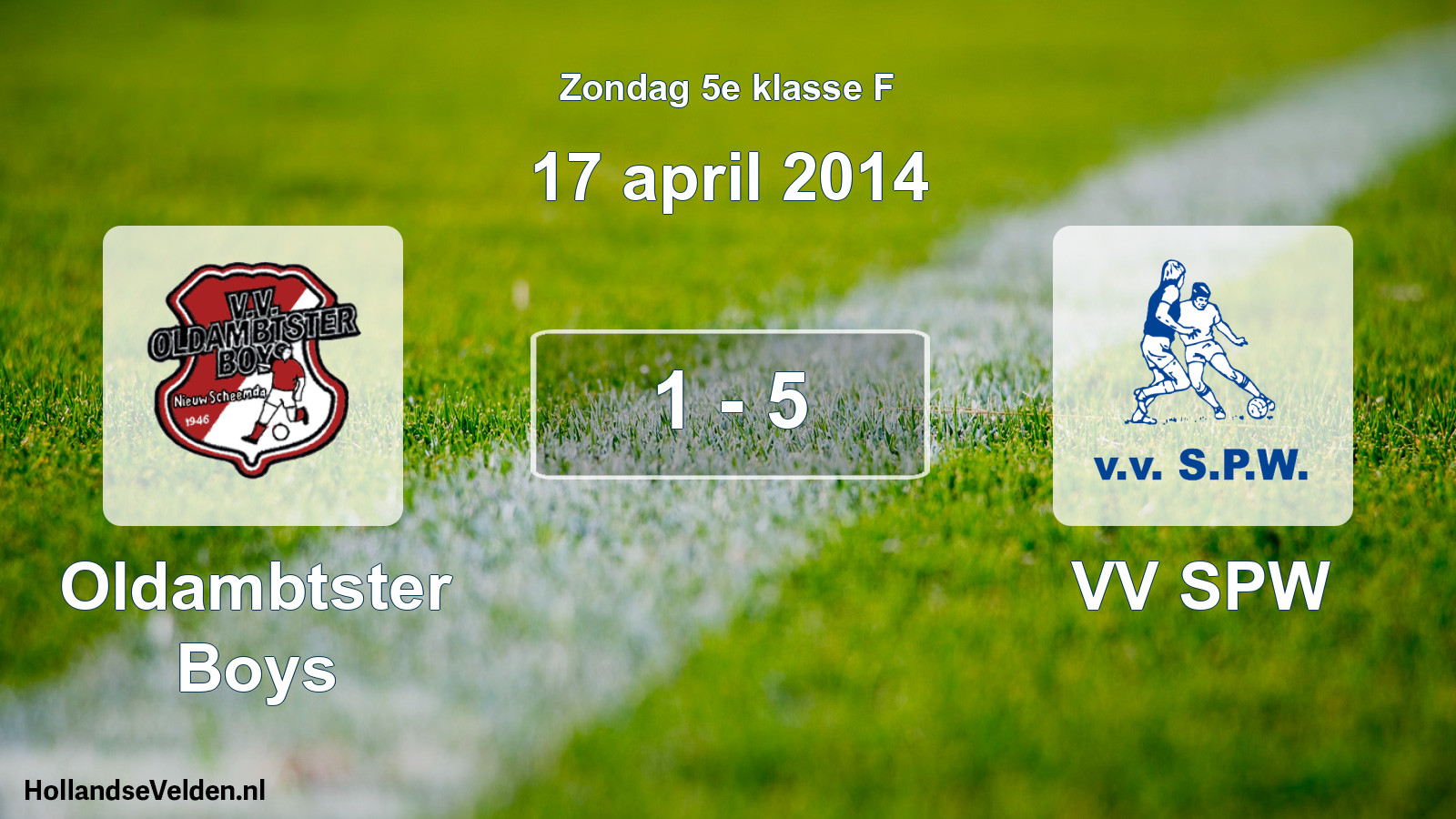 Total number of matches played: Oldambtster Boys - VV SPW 1 - 5 (17 April 2014)