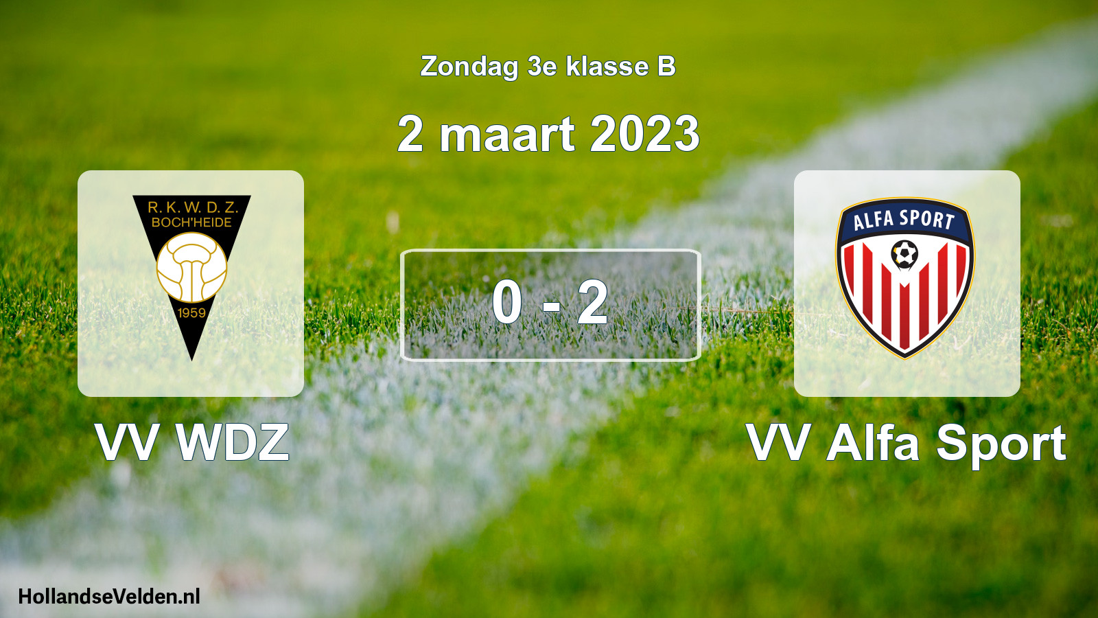 Total number of matches played: VV WDZ - VV Alfa Sport 0 - 2 (2 March 2023)