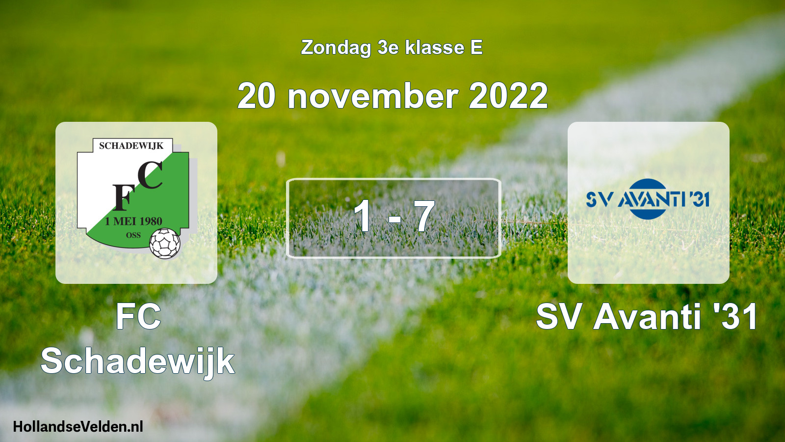Total number of matches played: FC Schadewijk - SV Avanti '31 1 - 7 (20 November 2022)