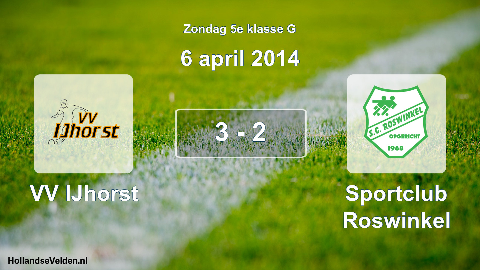 Total number of matches played: VV IJhorst - Sportclub Roswinkel 3 - 2 (6 April 2014)