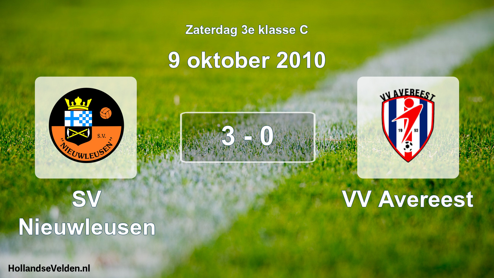 Total number of matches played: SV Nieuwleusen - VV Avereest 3 - 0 (9 October 2010)