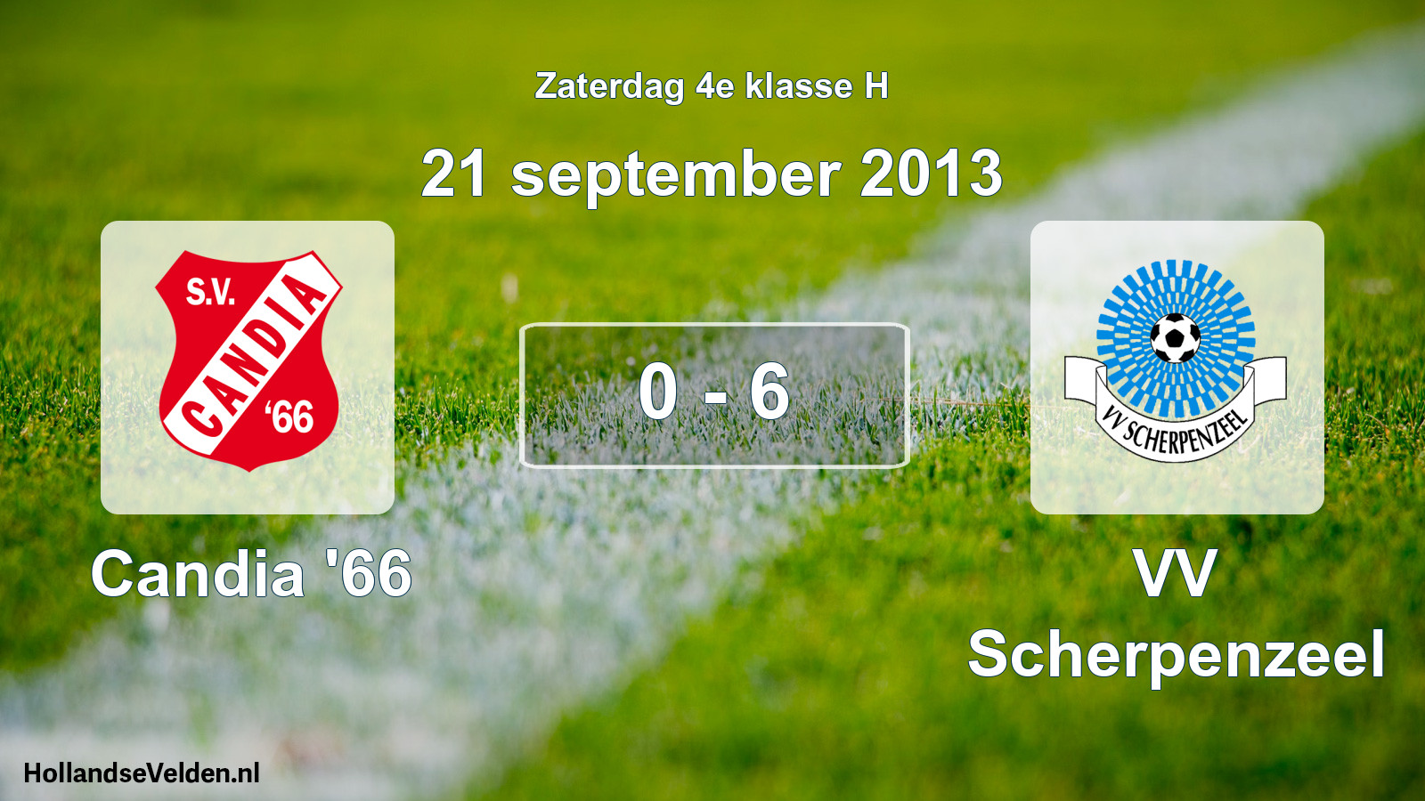 Total number of matches played: Candia '66 - VV Scherpenzeel 0 - 6 (21 September 2013)