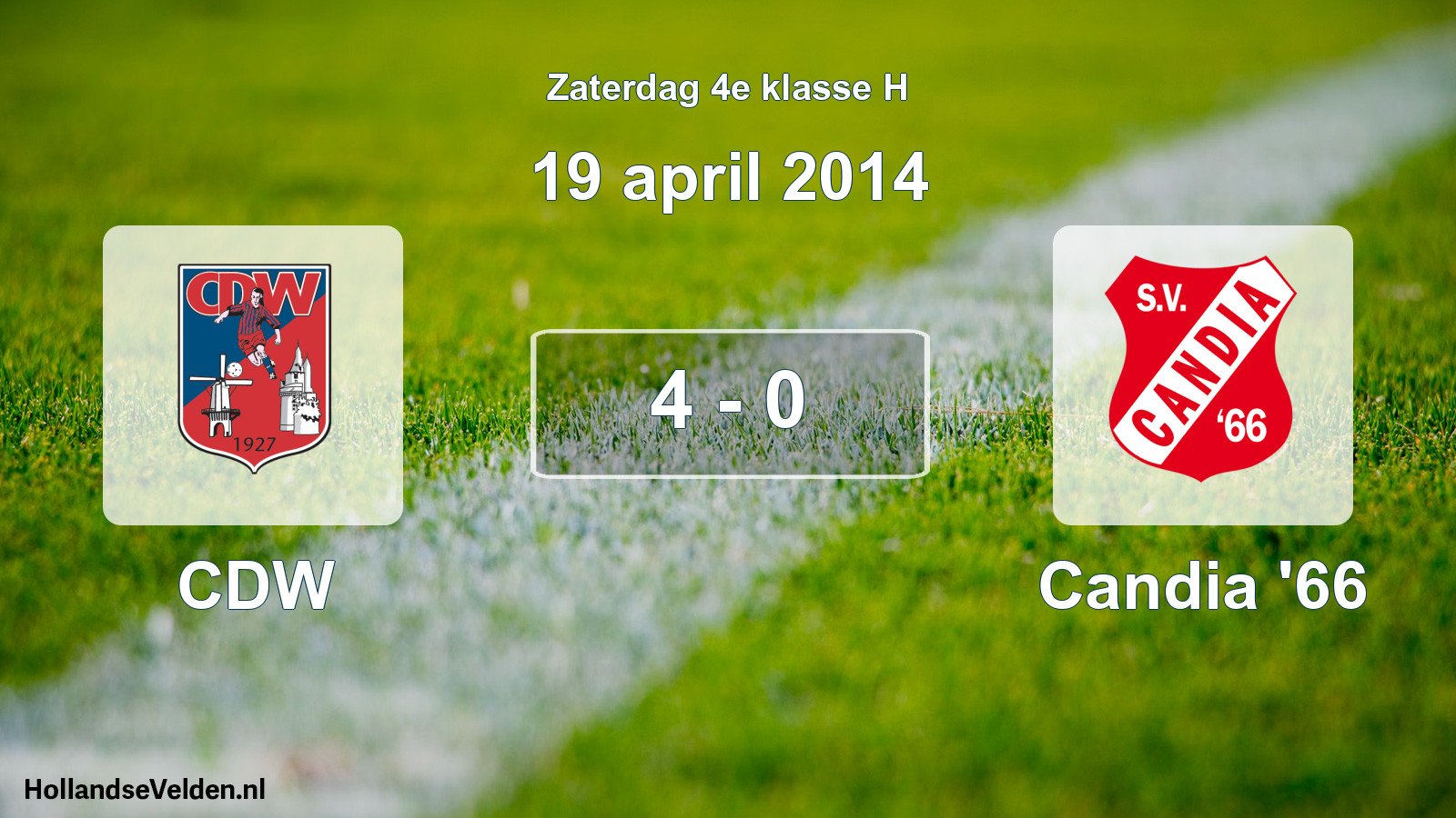 Total number of matches played: CDW - Candia '66 4 - 0 (19 April 2014)