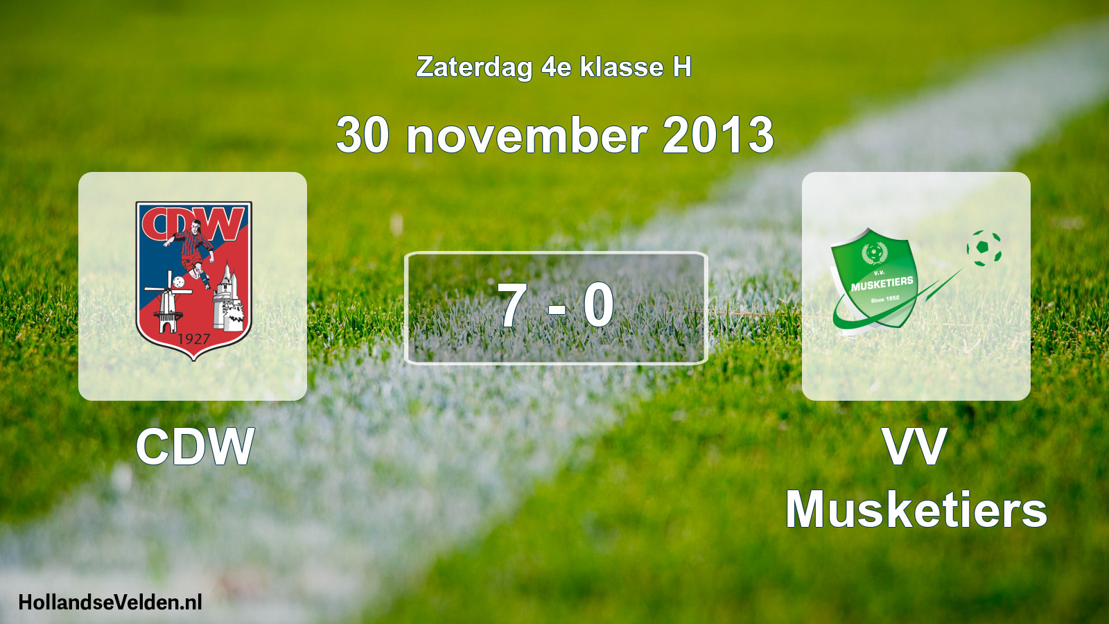 Total number of matches played: CDW - VV Musketiers 7 - 0 (30 November 2013)