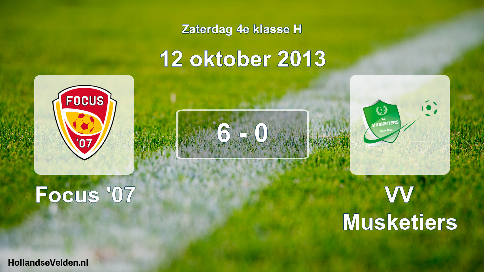 Total number of matches played: Focus '07 - VV Musketiers 6 - 0 (12 October 2013)