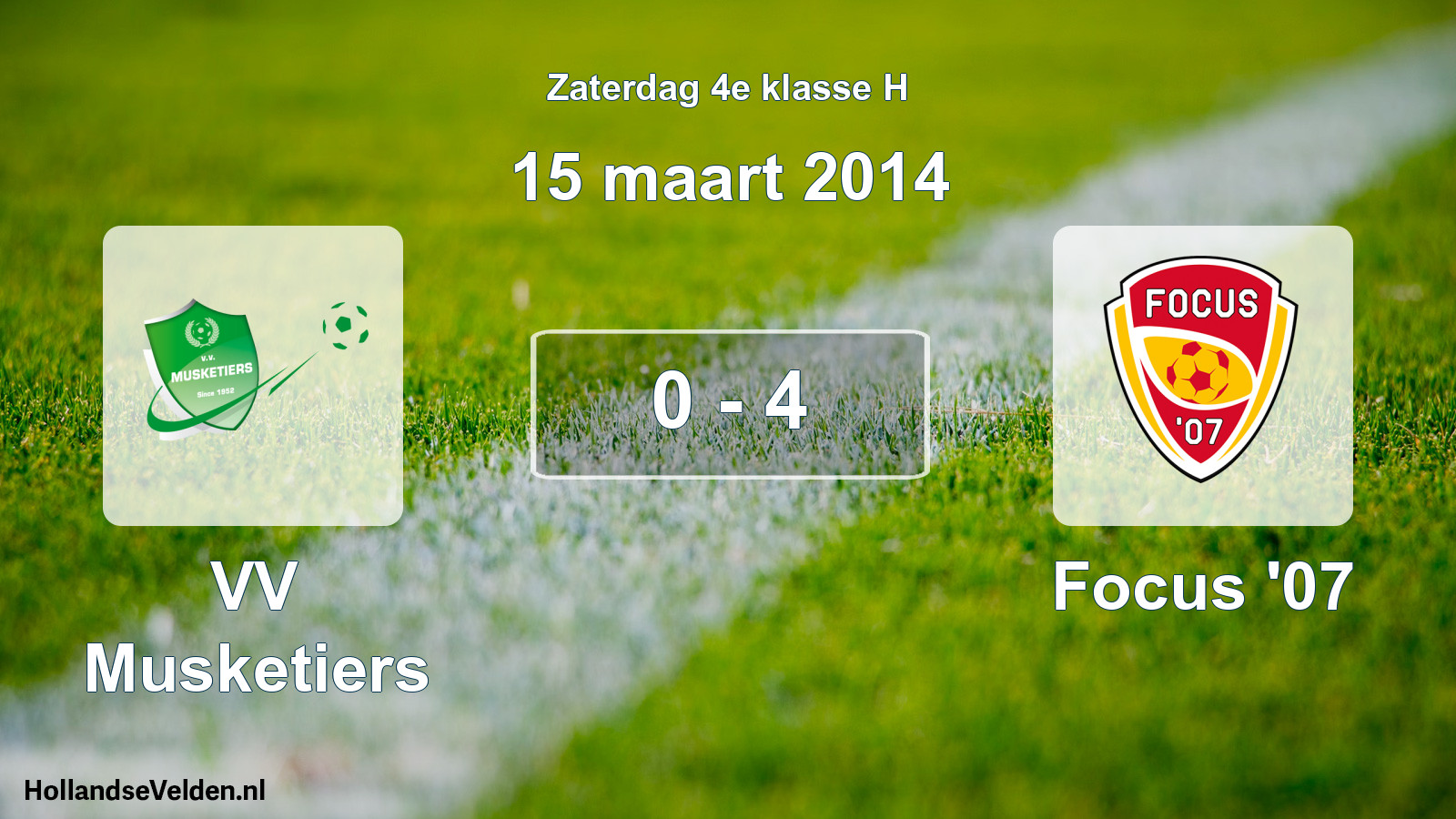 Total number of matches played: VV Musketiers - Focus '07 0 - 4 (15 March 2014)