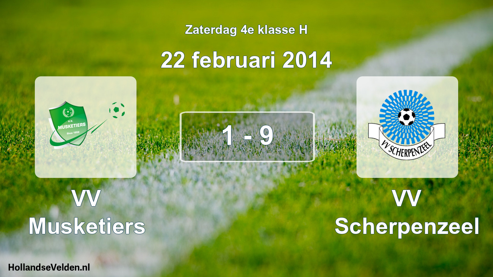 Total number of matches played: VV Musketiers - VV Scherpenzeel 1 - 9 (22 February 2014)