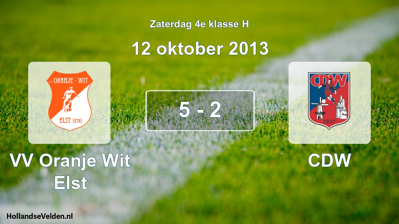 Total number of matches played: VV Oranje Wit Elst - CDW 5 - 2 (12 October 2013)