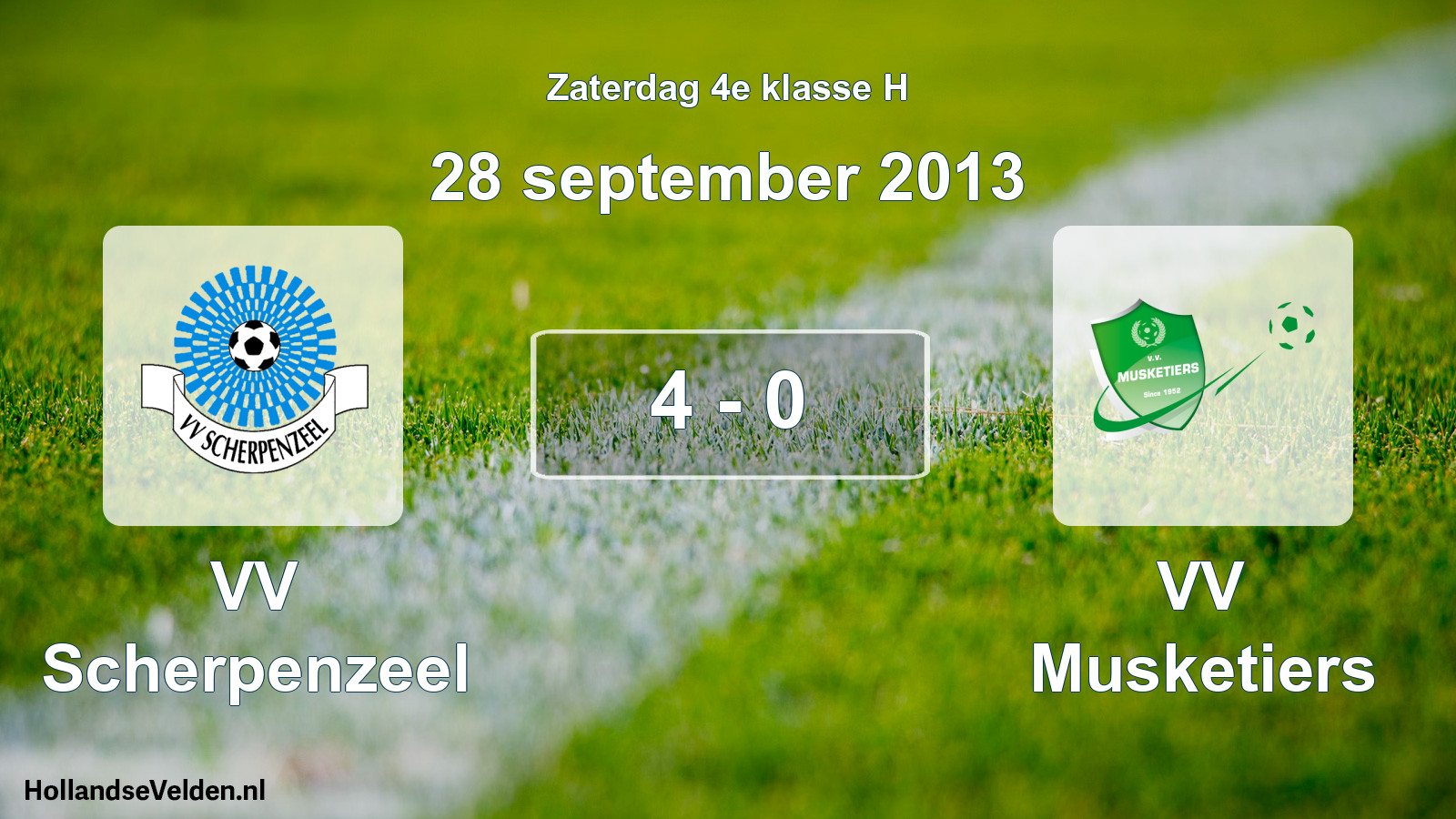 Total number of matches played: VV Scherpenzeel - VV Musketiers 4 - 0 (28 September 2013)