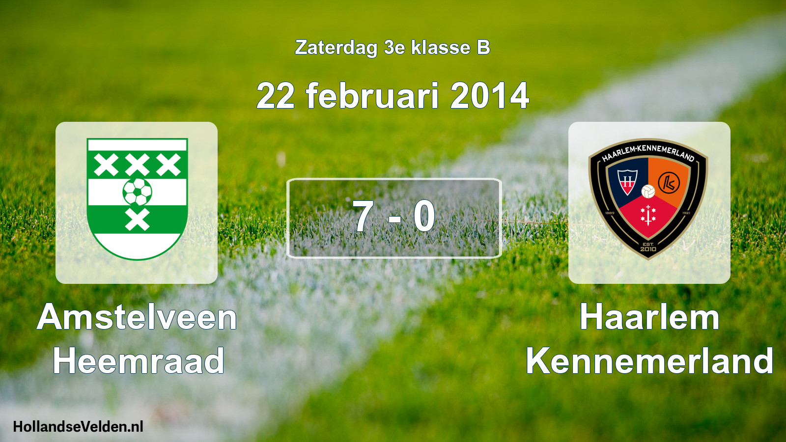 Total number of matches played: Amstelveen Heemraad - Haarlem Kennemerland 7 - 0 (22 February 2014)