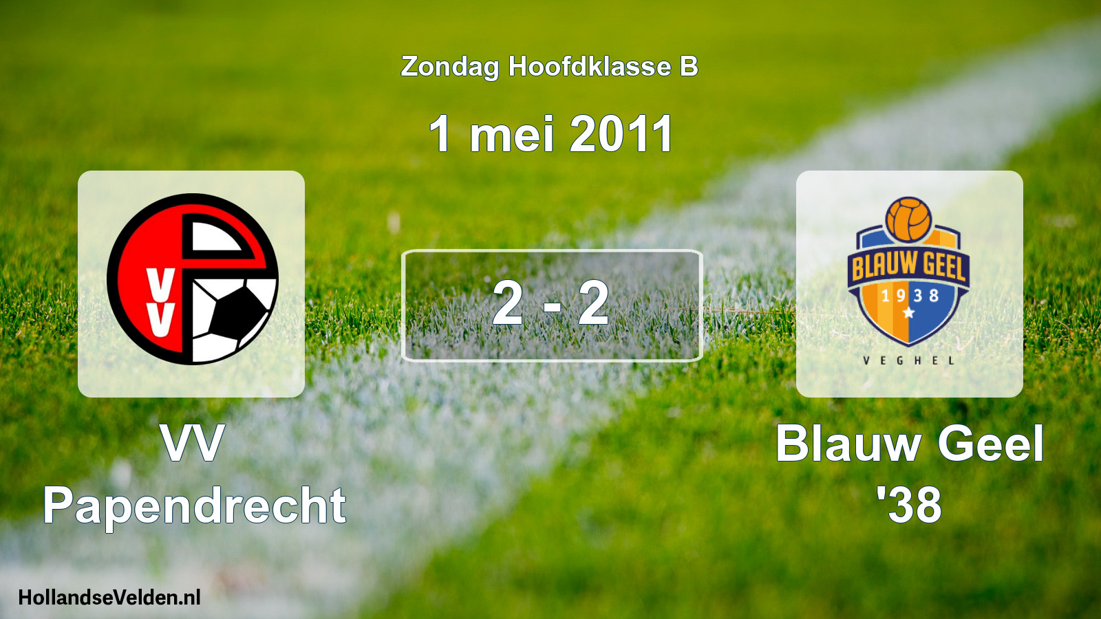 Total number of matches played: VV Papendrecht - Blauw Geel '38 2 - 2 (1 May 2011)
