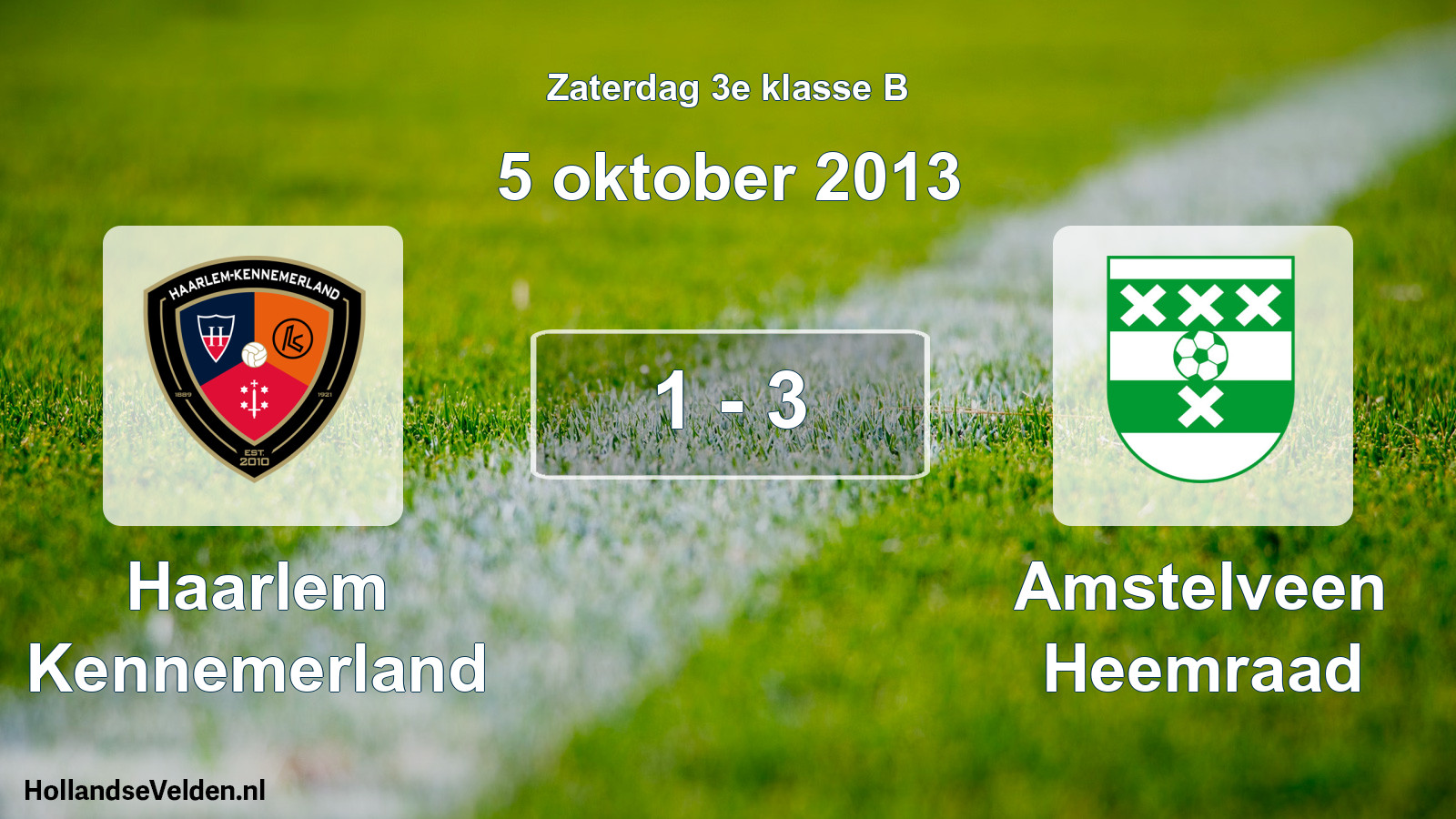 Total number of matches played: Haarlem Kennemerland - Amstelveen Heemraad 1 - 3 (5 October 2013)