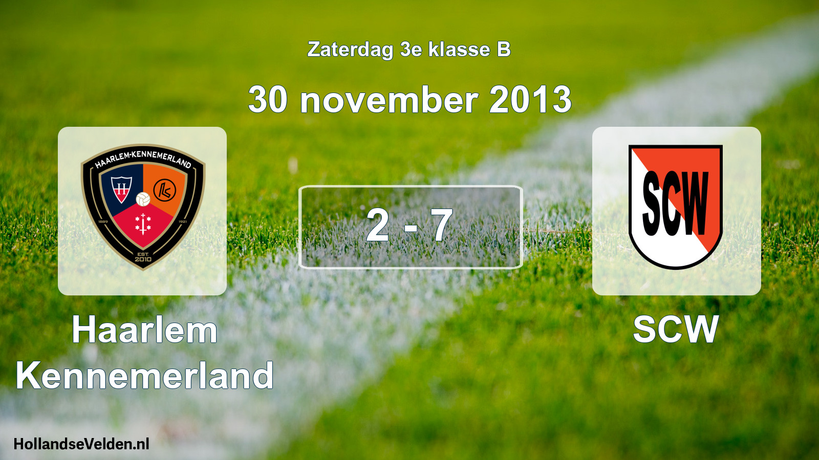 Total number of matches played: Haarlem Kennemerland - SCW 2 - 7 (30 November 2013)