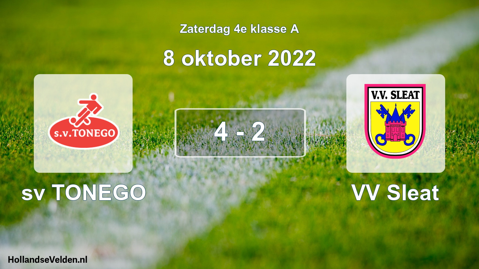 Total number of matches played: sv TONEGO - VV Sleat 4 - 2 (8 October 2022)