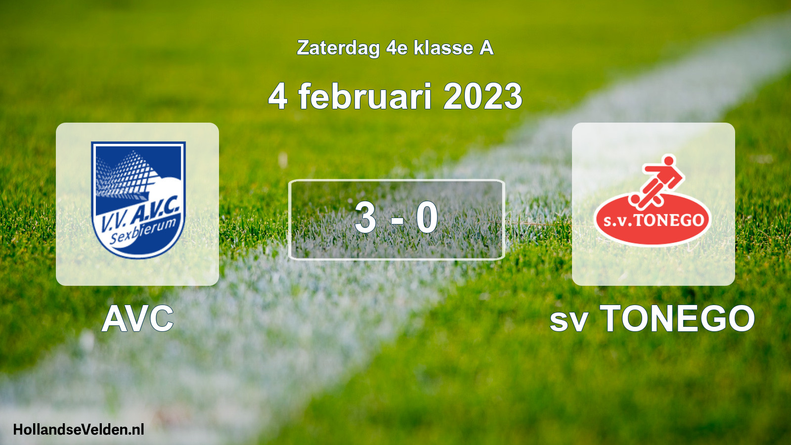 Total number of matches played: AVC - sv TONEGO 3 - 0 (4 February 2023)