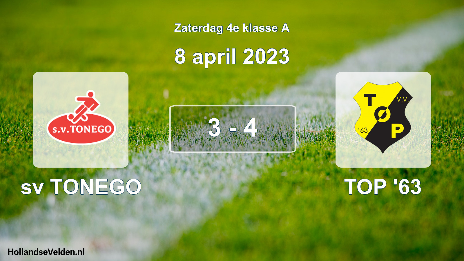 Total number of matches played: sv TONEGO - TOP '63 3 - 4 (8 April 2023)