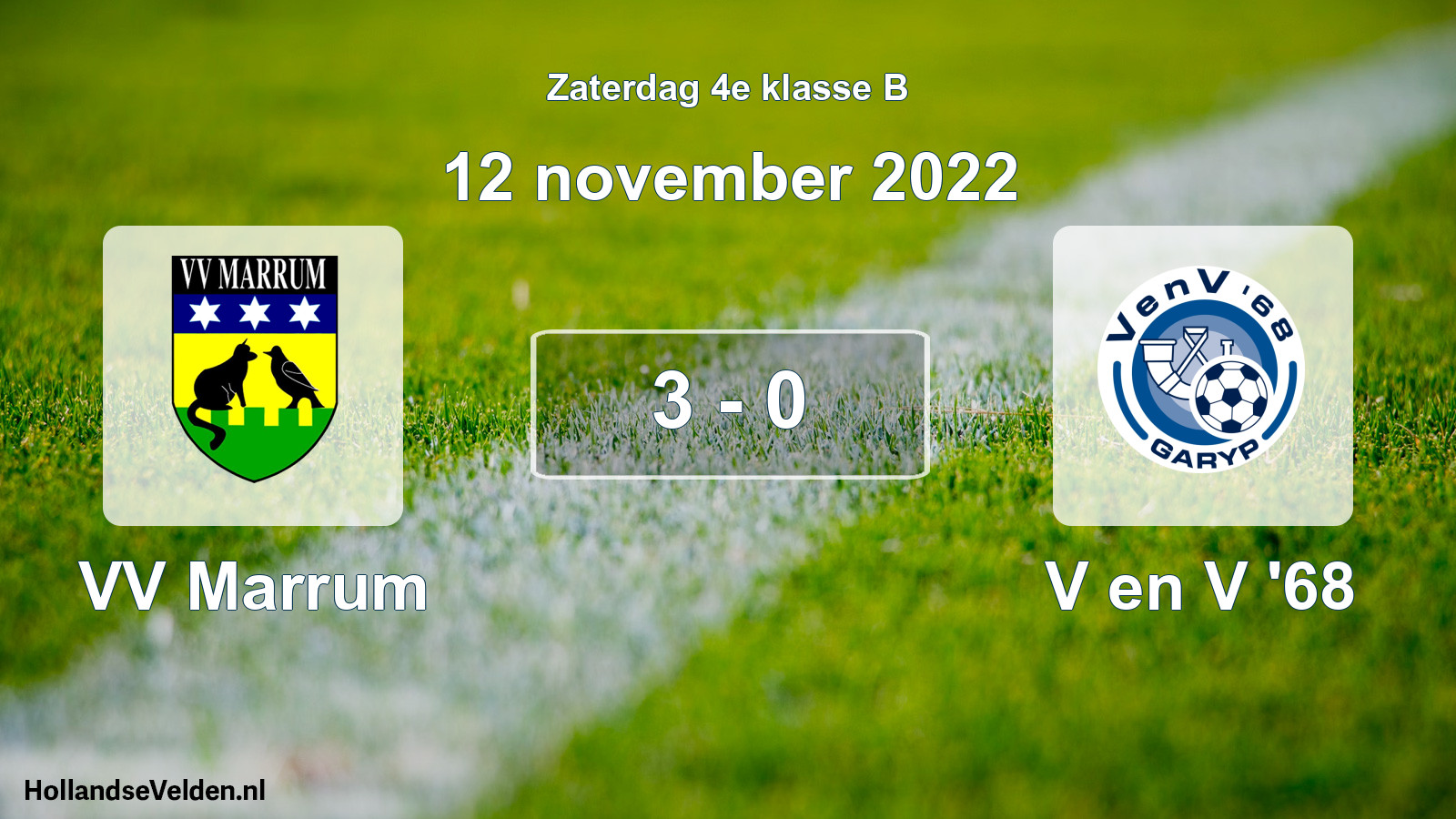 Total number of matches played: VV Marrum - V en V '68 3 - 0 (12 November 2022)