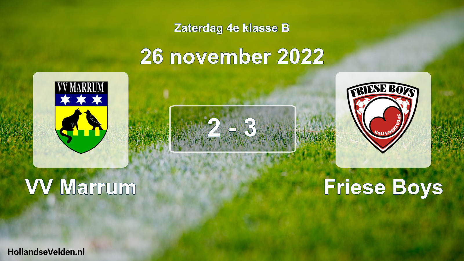 Total number of matches played: VV Marrum - Friese Boys 2 - 3 (26 November 2022)