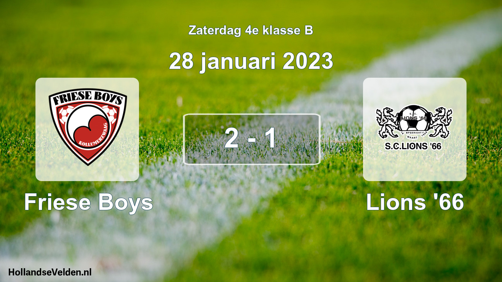 Total number of matches played: Friese Boys - Lions '66 2 - 1 (28 January 2023)