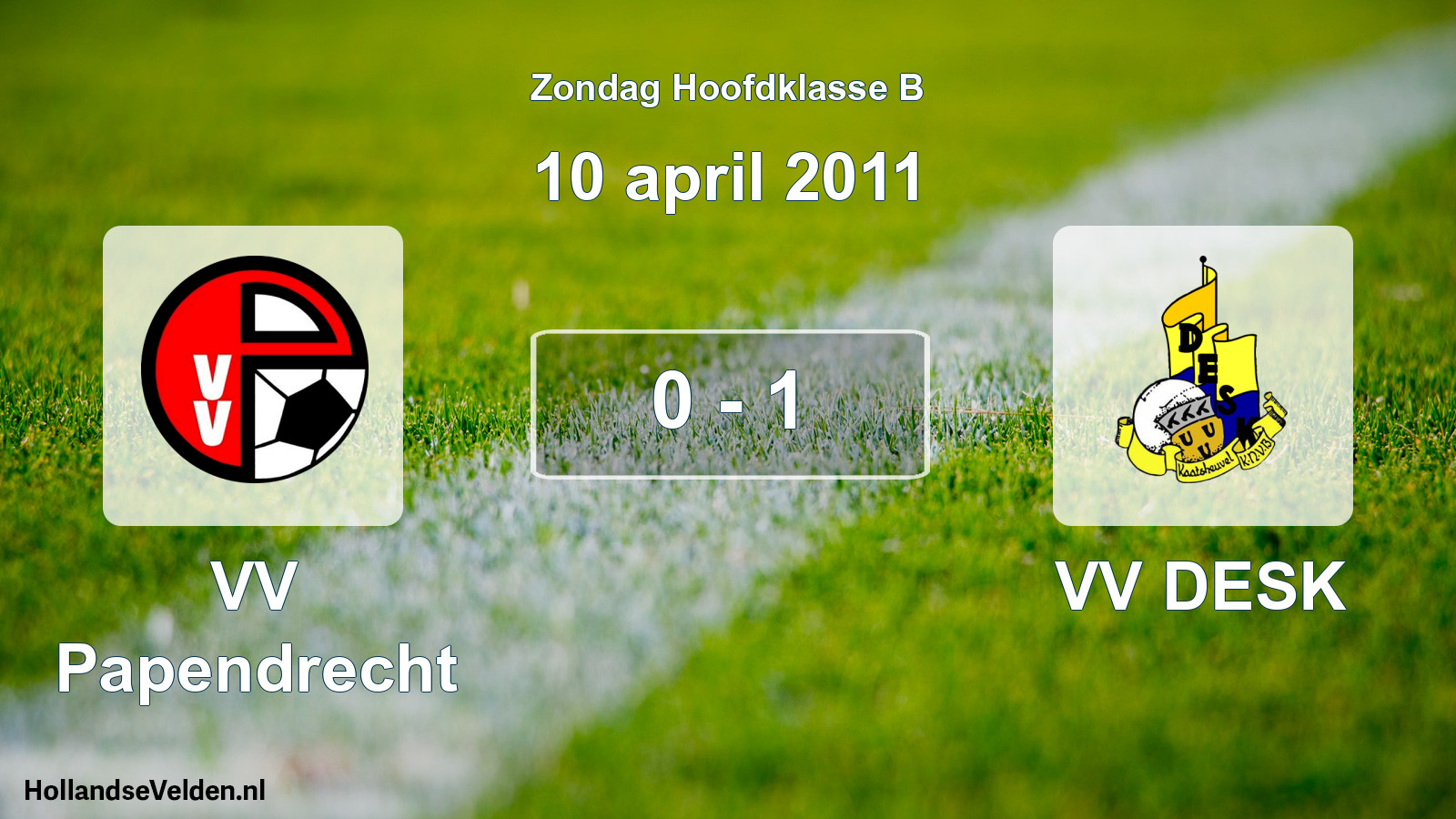 Total number of matches played: VV Papendrecht - VV DESK 0 - 1 (10 April 2011)