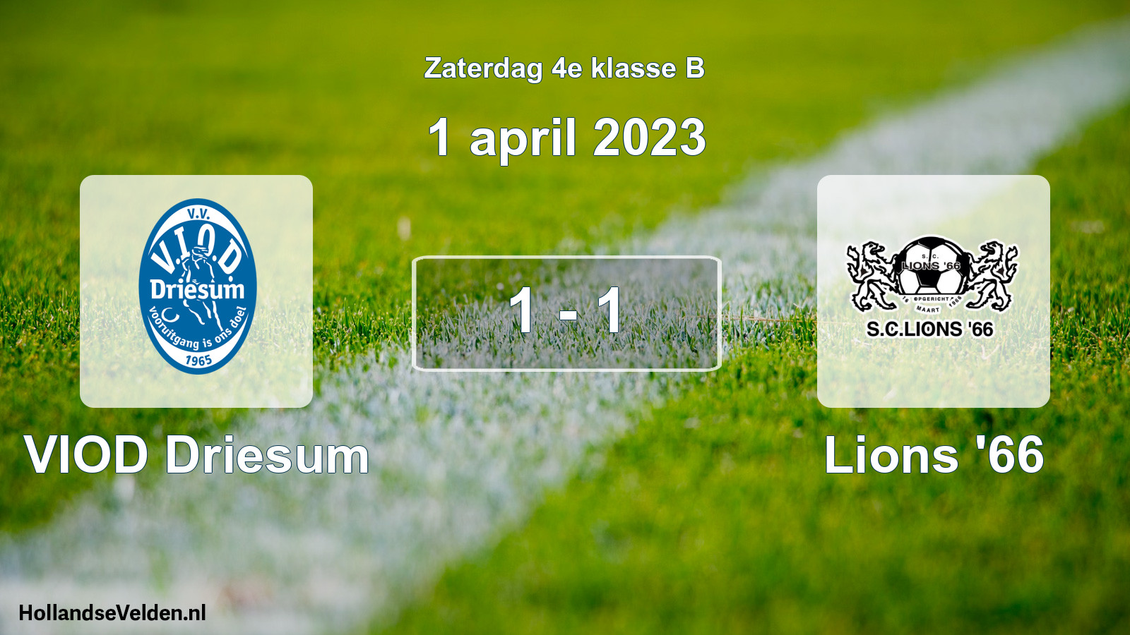 Total number of matches played: VIOD Driesum - Lions '66 1 - 1 (1 April 2023)