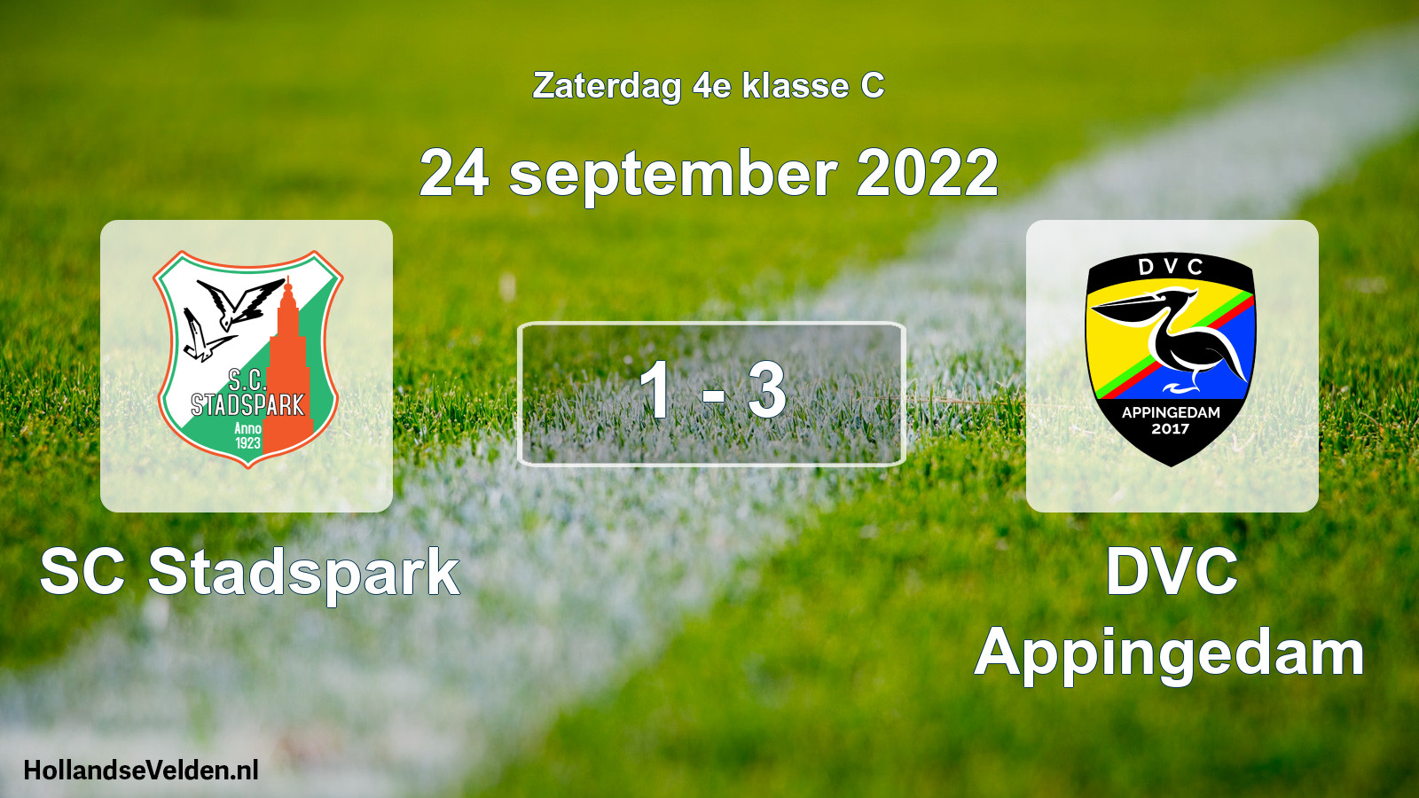 Total number of matches played: SC Stadspark - DVC Appingedam 1 - 3 (24 September 2022)