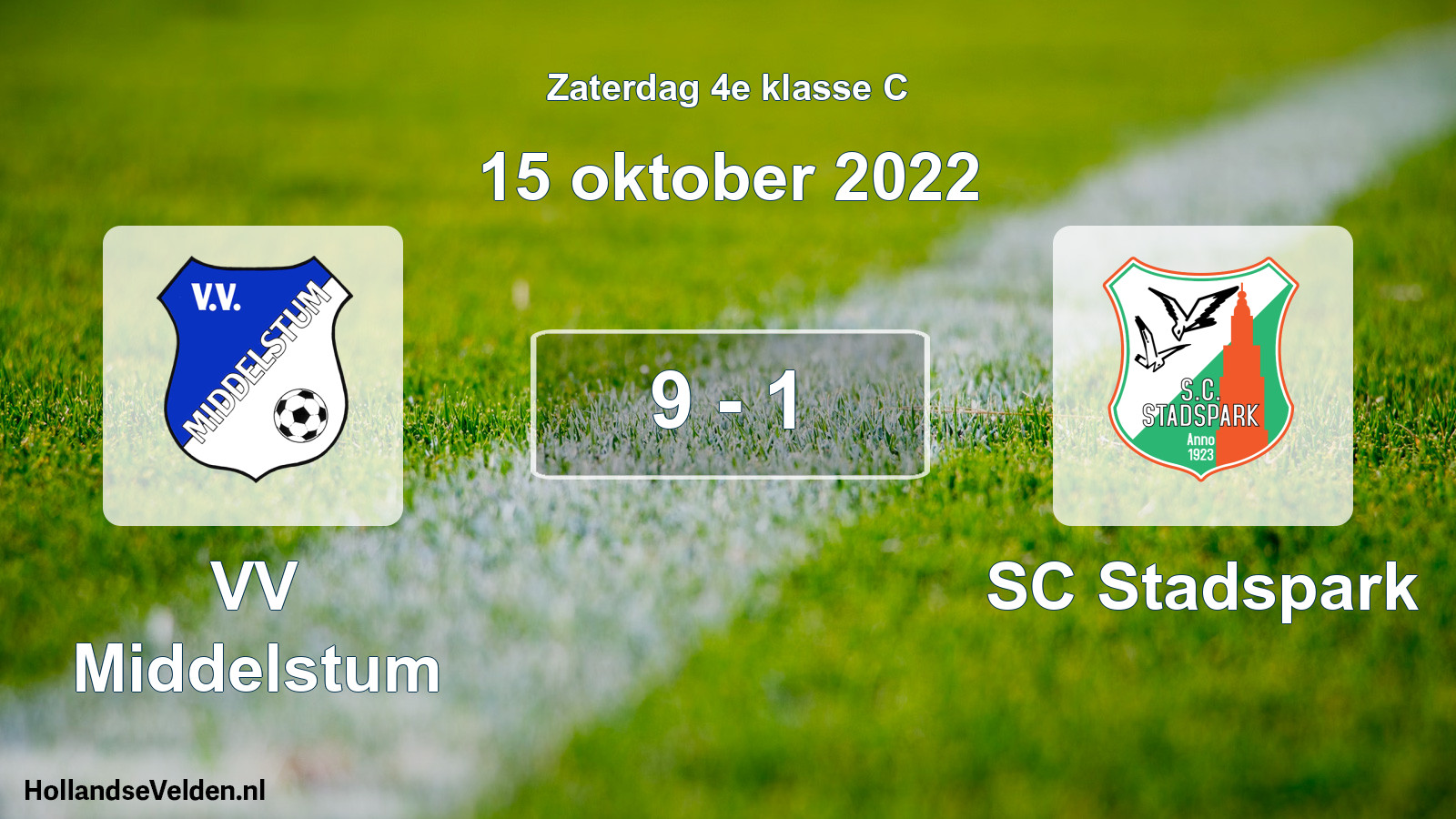 Total number of matches played: VV Middelstum - SC Stadspark 9 - 1 (15 October 2022)