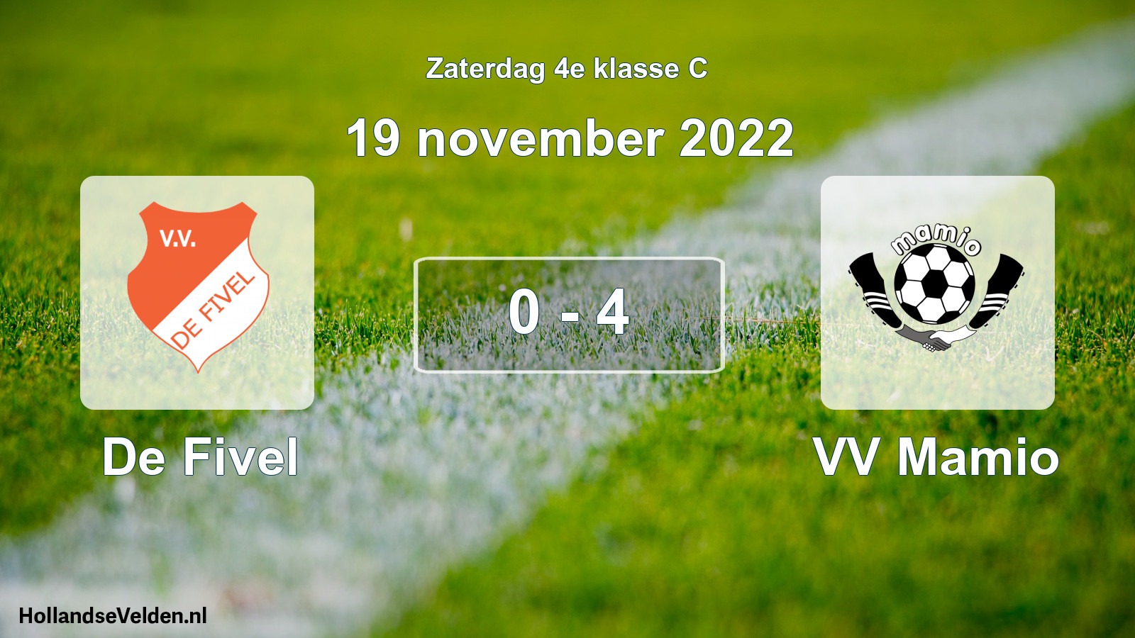 Total number of matches played: De Fivel - VV Mamio 0 - 4 (19 November 2022)