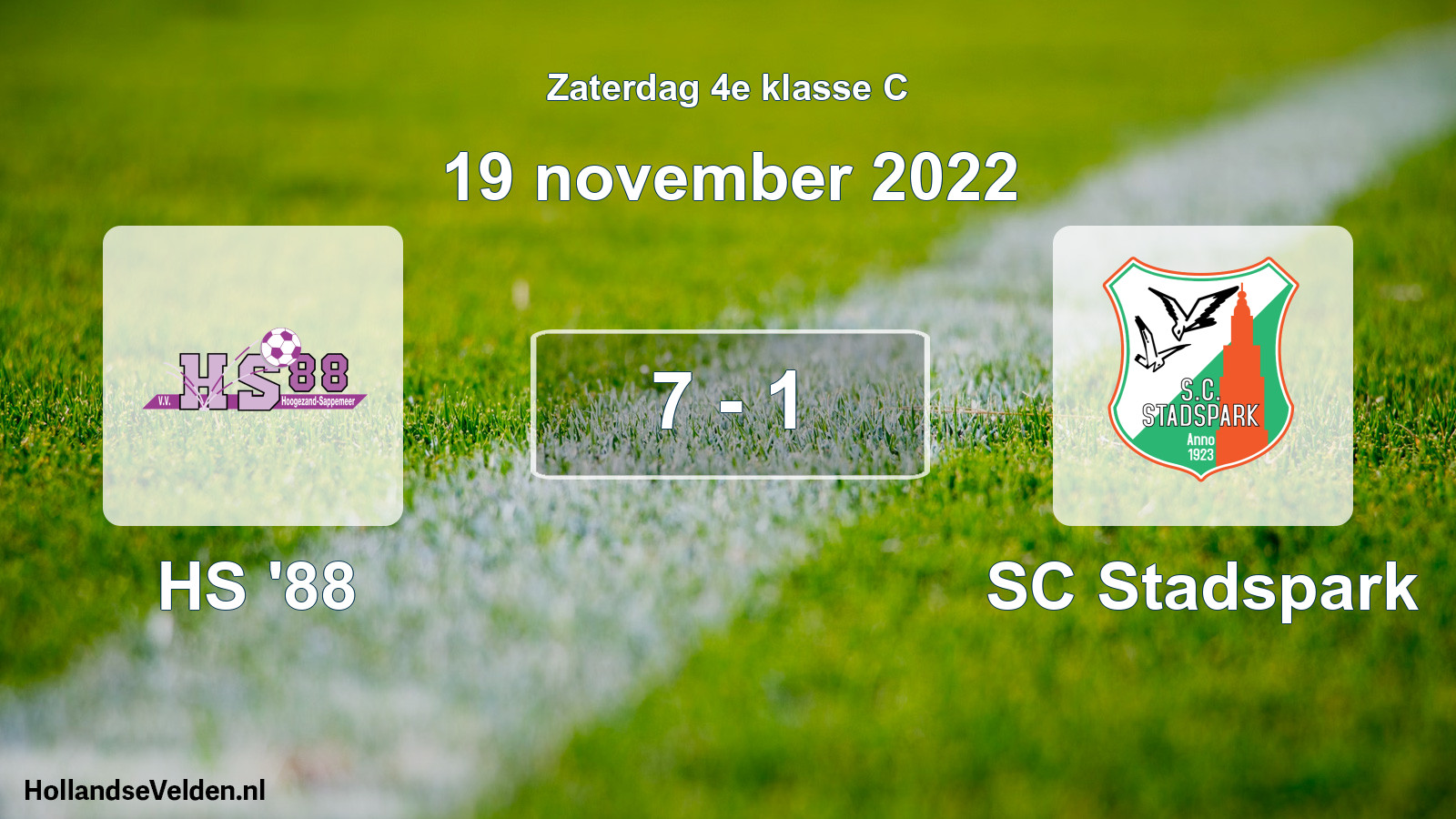 Total number of matches played: HS '88 - SC Stadspark 7 - 1 (19 November 2022)