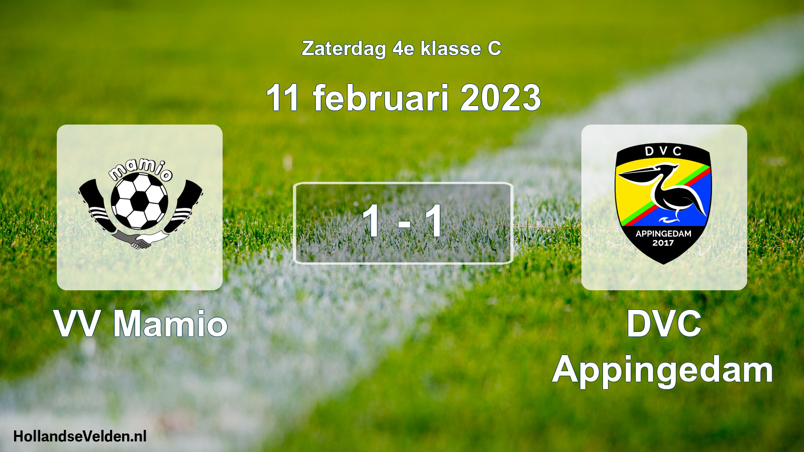 Total number of matches played: VV Mamio - DVC Appingedam 1 - 1 (11 February 2023)