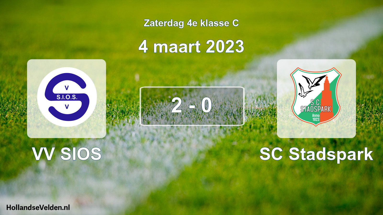 Total number of matches played: VV SIOS - SC Stadspark 2 - 0 (4 March 2023)