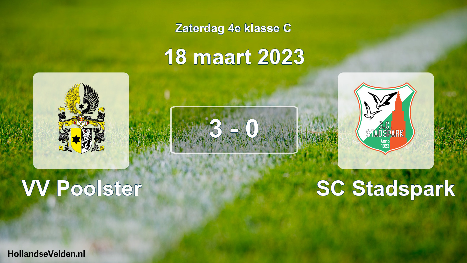 Total number of matches played: VV Poolster - SC Stadspark 3 - 0 (18 March 2023)