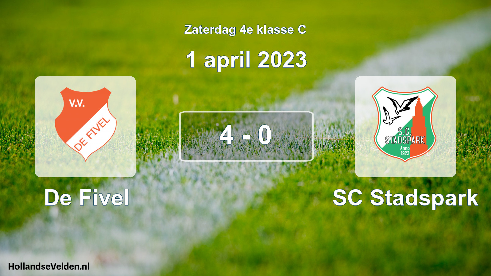 Total number of matches played: De Fivel - SC Stadspark 4 - 0 (1 April 2023)