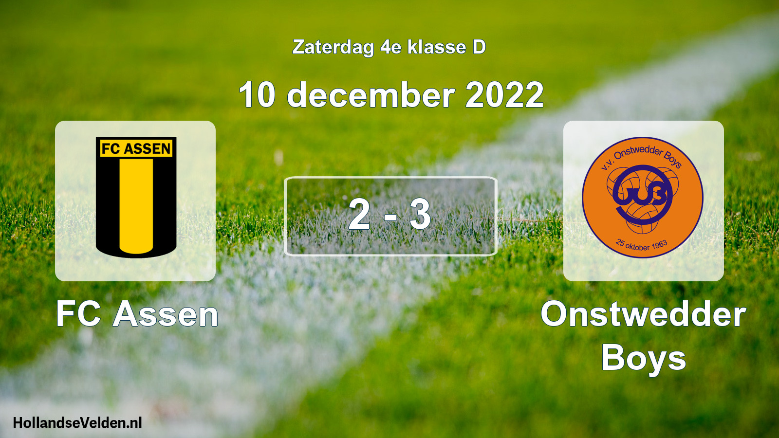 Total number of matches played: FC Assen - Onstwedder Boys 2 - 3 (10 December 2022)