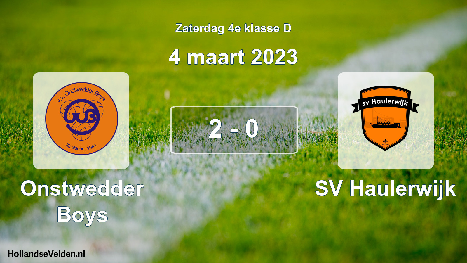 Total number of matches played: Onstwedder Boys - SV Haulerwijk 2 - 0 (4 March 2023)