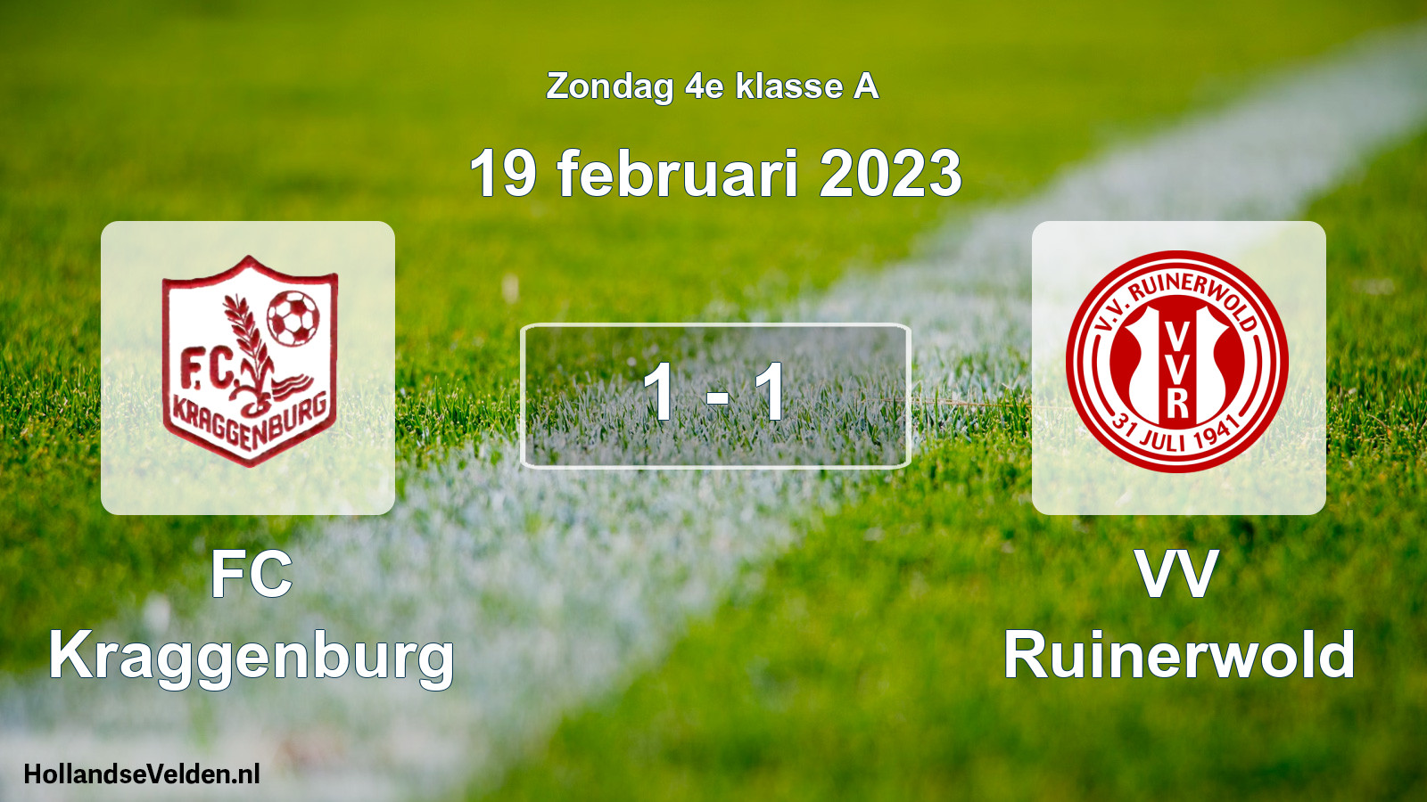 Total number of matches played: FC Kraggenburg - VV Ruinerwold 1 - 1 (19 February 2023)