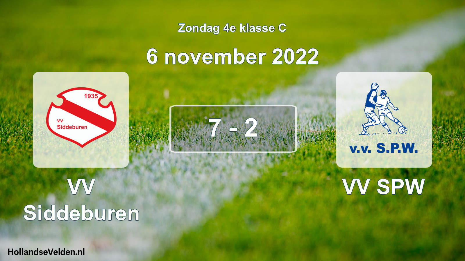 Total number of matches played: VV Siddeburen - VV SPW 7 - 2 (6 November 2022)