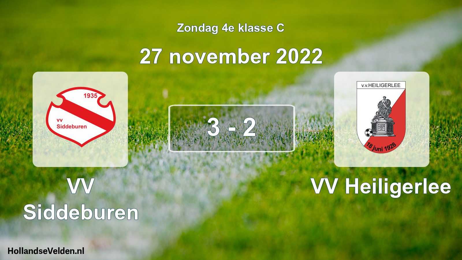 Total number of matches played: VV Siddeburen - VV Heiligerlee 3 - 2 (27 November 2022)