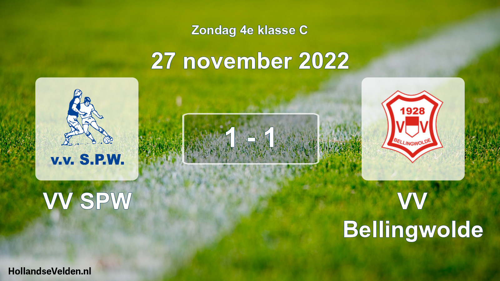Total number of matches played: VV SPW - VV Bellingwolde 1 - 1 (27 November 2022)