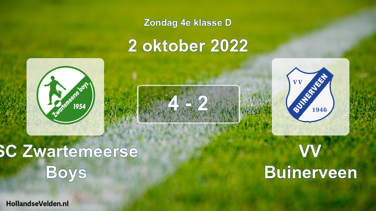 Total number of matches played: SC Zwartemeerse Boys - VV Buinerveen 4 - 2 (2 October 2022)