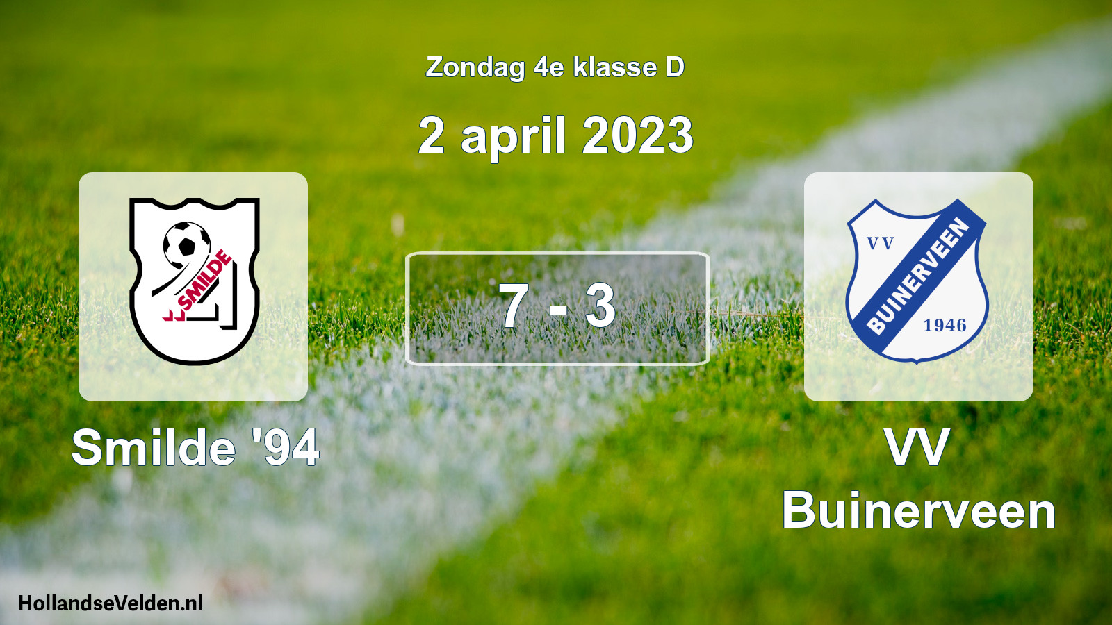 Total number of matches played: Smilde '94 - VV Buinerveen 7 - 3 (2 April 2023)